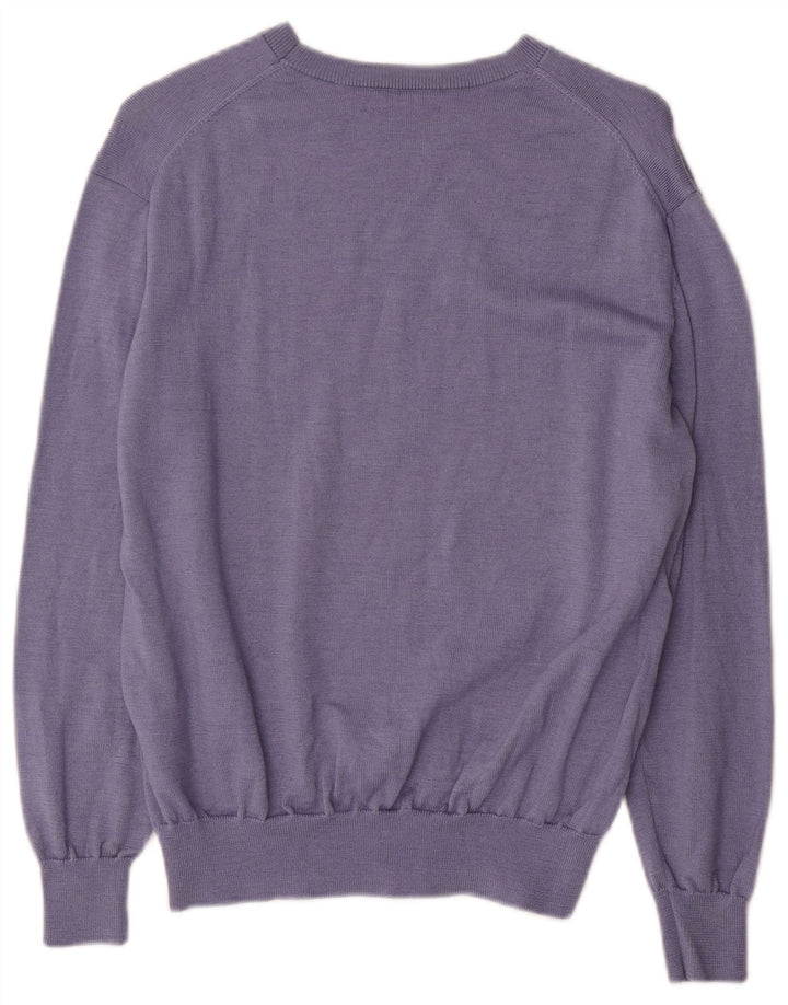 Cos Damski sweter oversize z dekoltem w łódkę UK 10 Small Blue Wełna