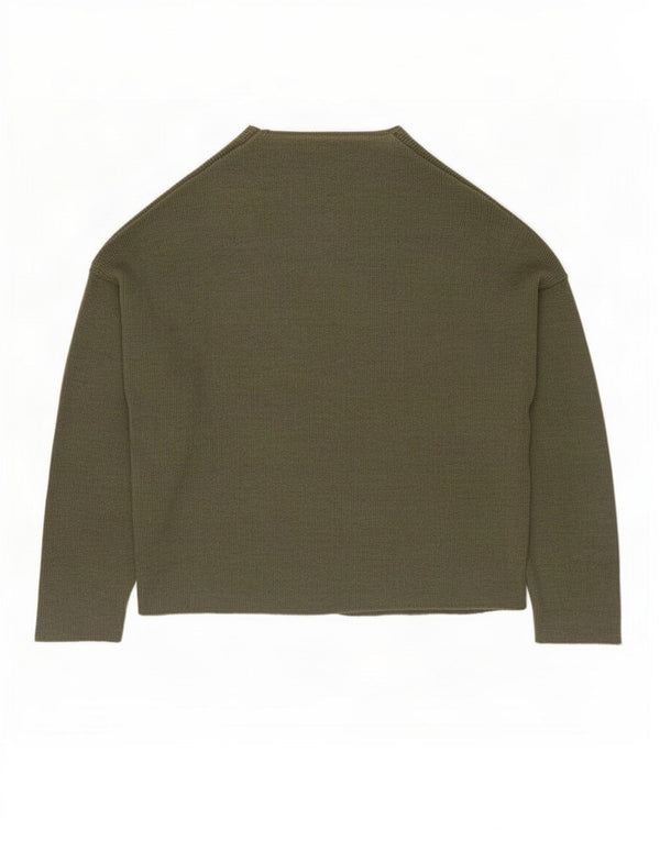 Zara Womens Loose Fit Turtle Neck Jumper Sweater UK 14 Medium Khaki
