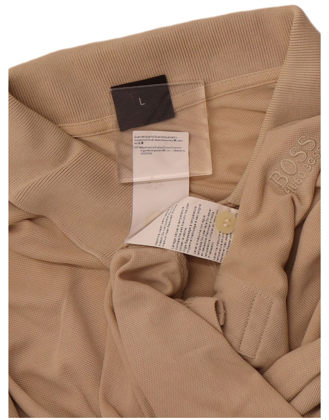 Męska koszulka polo HUGO BOSS, duża, beżowa, bawełniana
