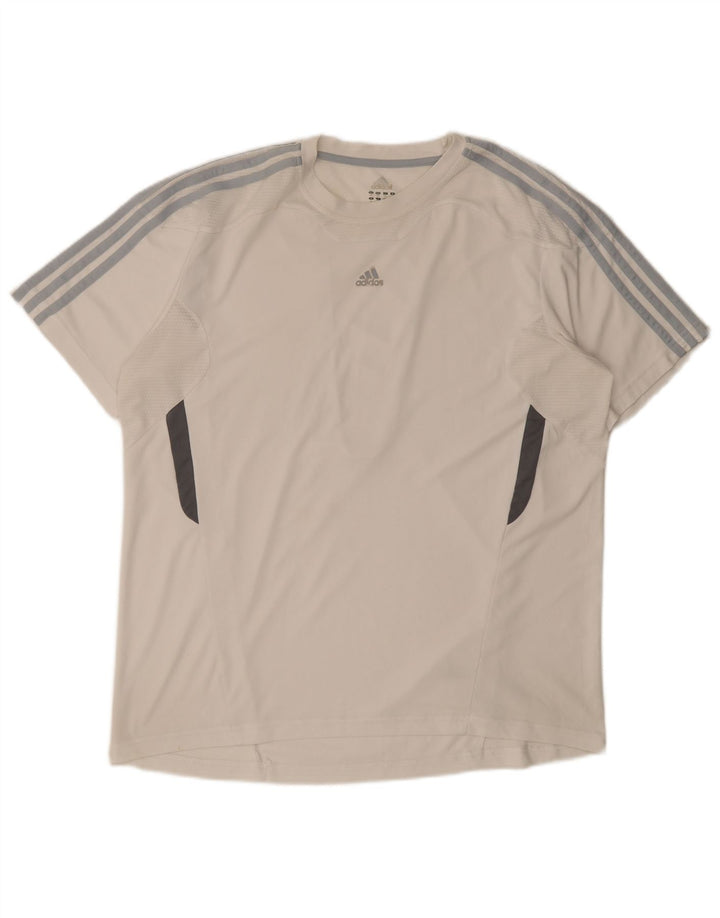Adidas Męska koszulka Climacool Top XL Biały poliester z blokami kolorów
