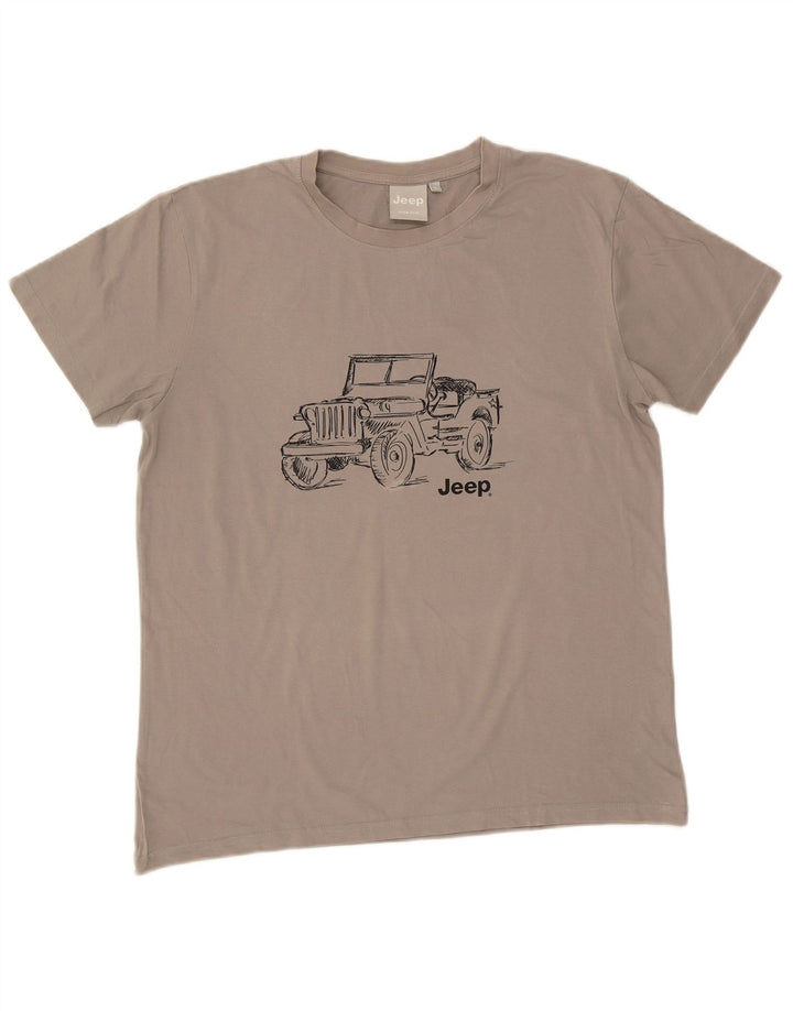 Męski T-shirt z grafiką Jeep XL, szary