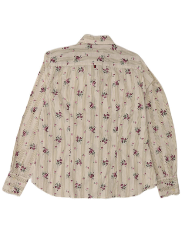 Koszula damska Conte of Florence UK 16, duża, bawełniana w kwiaty w kolorze złamanej bieli