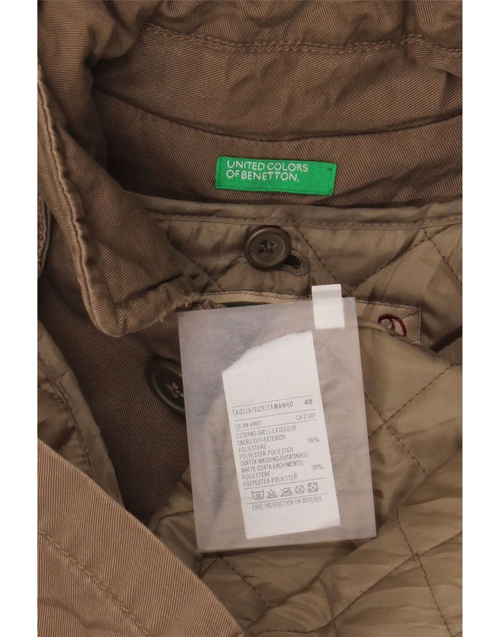 Męska kurtka parka z kapturem BENETTON IT 48 Średni brązowy poliester