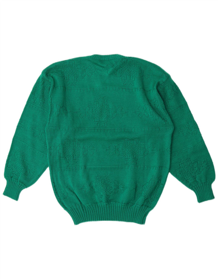 Męski sweter z okrągłym dekoltem w stylu VINTAGE, średnio zielony