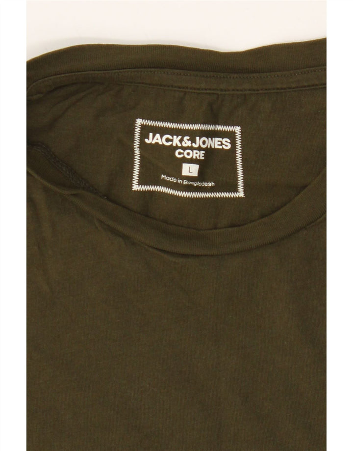 JACK & JONES Mens T-Shirt Top Large Khaki Cotton Vintage Jack & Jones and Second-Hand Jack & Jones from Messina Hembry 