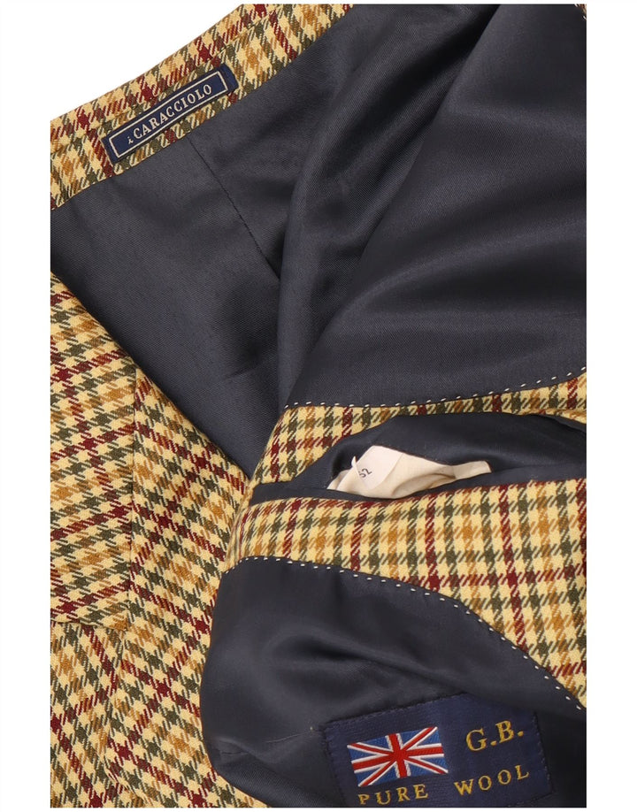 Męska marynarka zapinana na 2 guziki Caracciolo IT 52 XL Brązowa pepitka