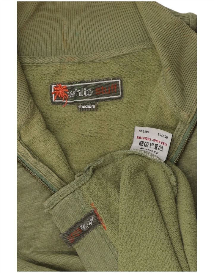 Męska bluza z zamkiem błyskawicznym White Stuff Średnio zielona bawełniana nakrapiana