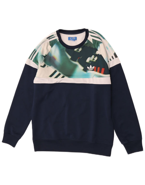 Adidas Męska bluza sweterkowa, średni granatowy, poliester z blokami kolorów