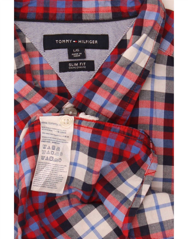 Męska koszula slim fit z krótkim rękawem Tommy Hilfiger w dużą wielobarwną kratkę