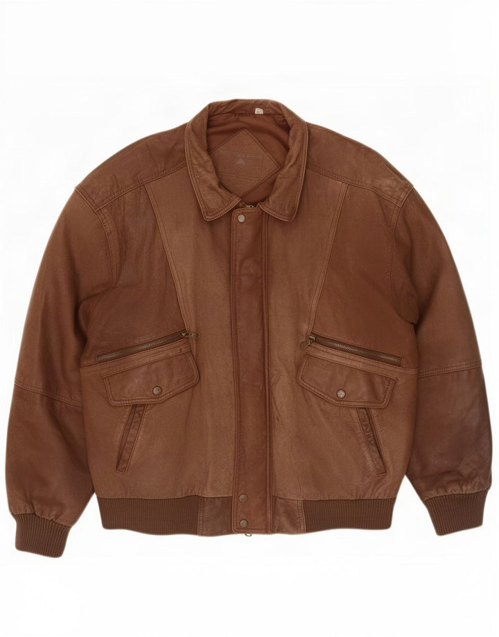 Męska kurtka skórzana Roundtree & Yorke UK 42 XL, brązowa
