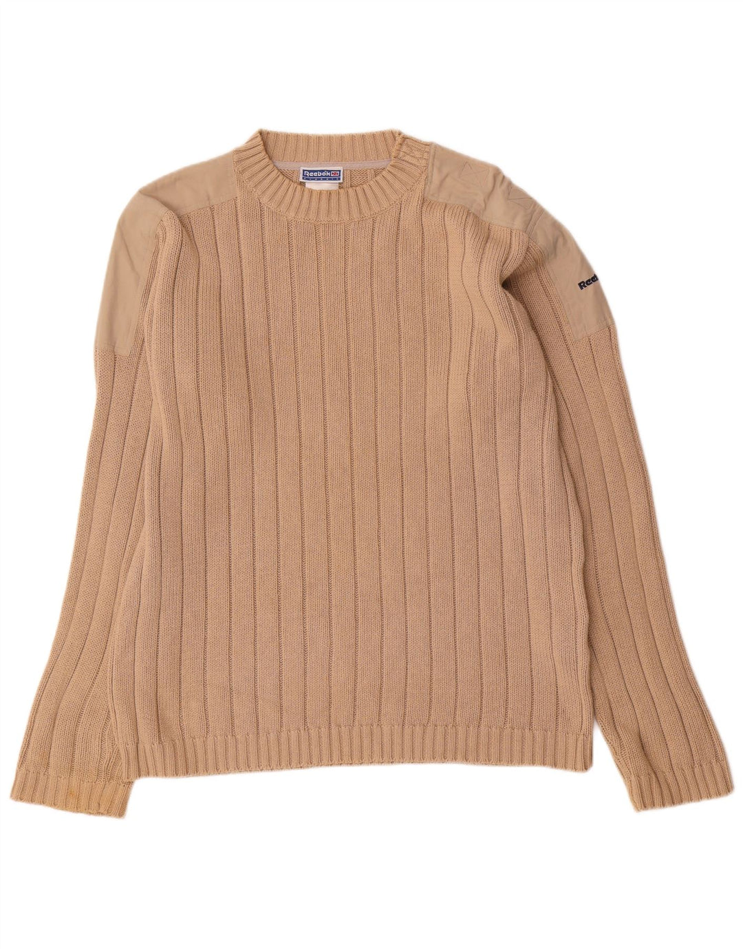 Męski sweter Reebok z okrągłym dekoltem i okrągłym dekoltem, średnio beżowy, bawełniany