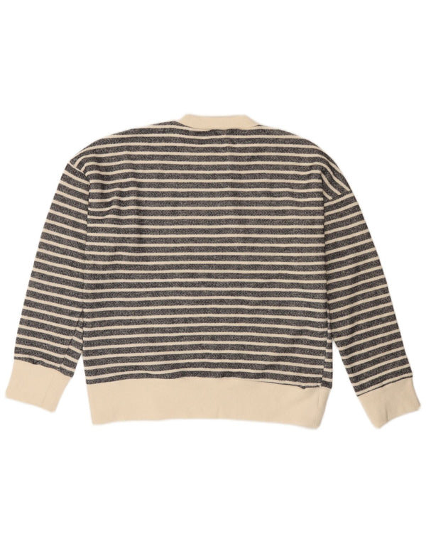 Damski sweter ZARA z okrągłym dekoltem UK 14, poliester w średnie czarne paski