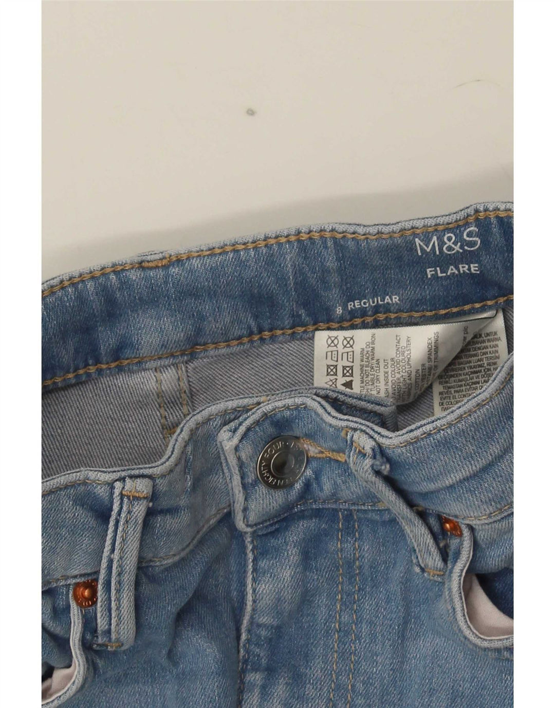 Marks & Spencer Damskie Regularne Rozkloszowane Dżinsy UK 8 Małe W26 L31 Niebieskie Bawełniane