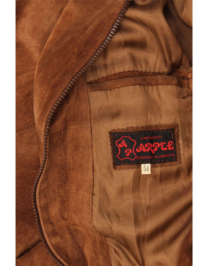 Vintage męska zamszowa kurtka bomber IT 54 2XL beżowa