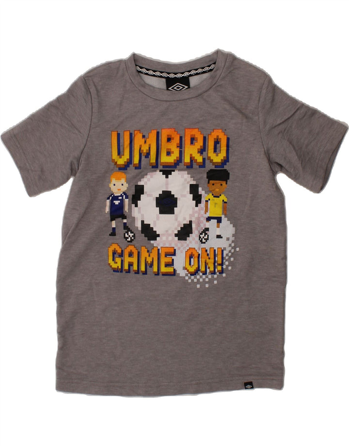 UMBRO Boys Graphic T-Shirt Top 8-9 Years Medium Grey Polyester Vintage Umbro and Second-Hand Umbro from Messina Hembry 