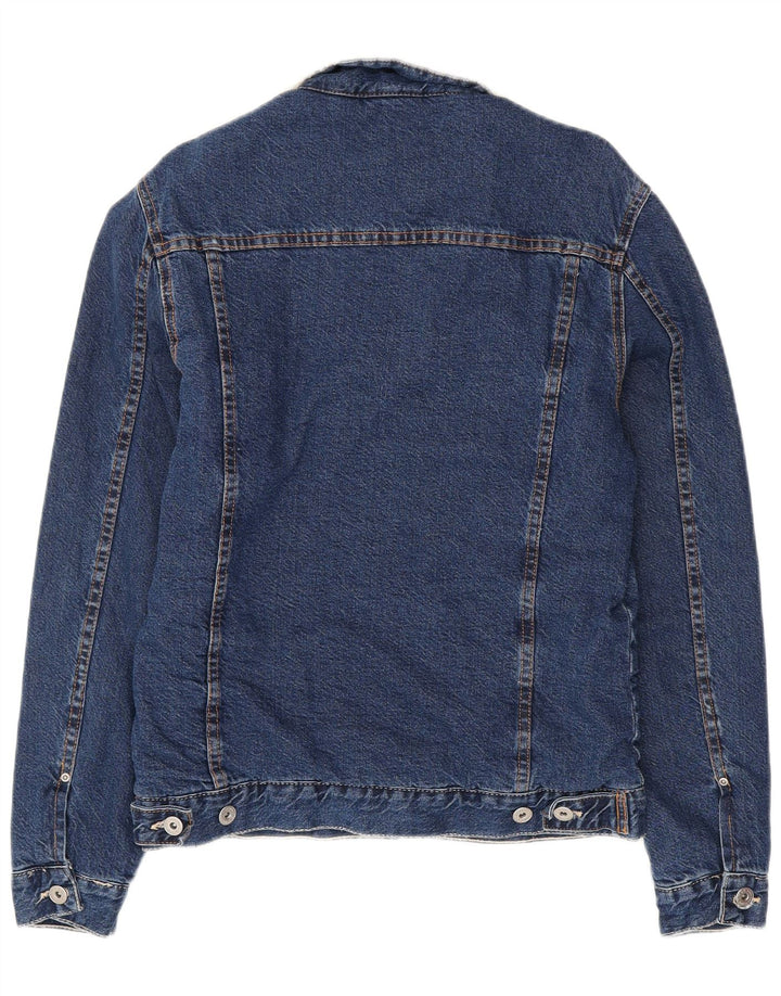 Męska kurtka dżinsowa ZARA Sherpa UK 40, duża, granatowa, bawełniana