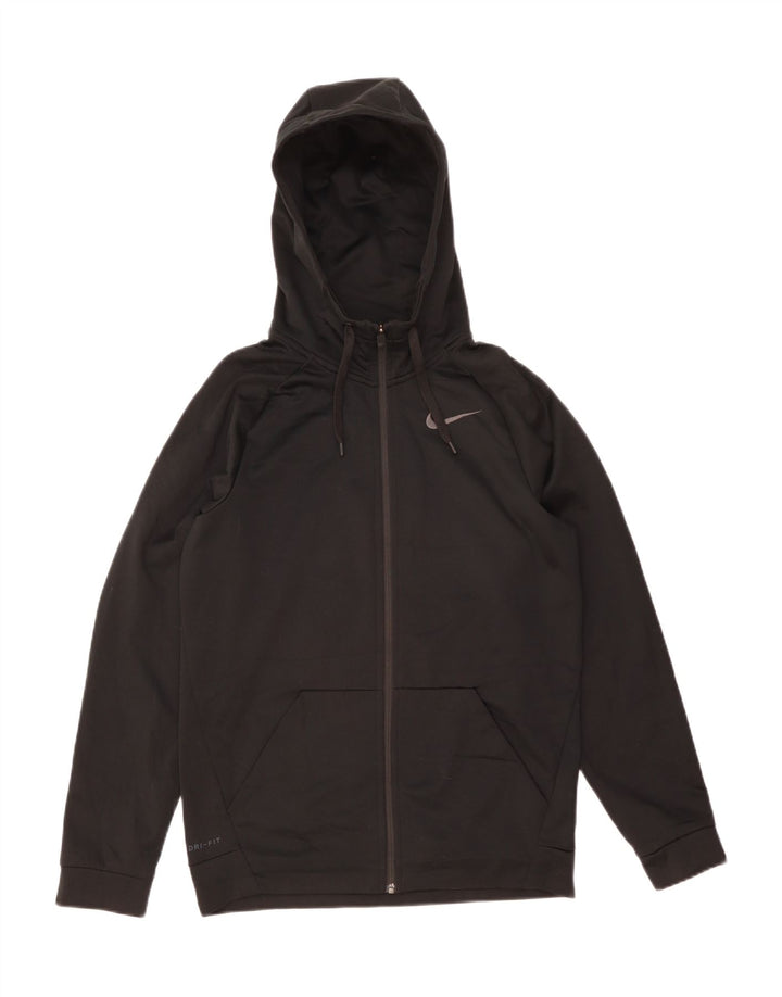 Męski sweter z kapturem i zamkiem błyskawicznym Nike Dri Fit, mały, czarny, poliestrowy