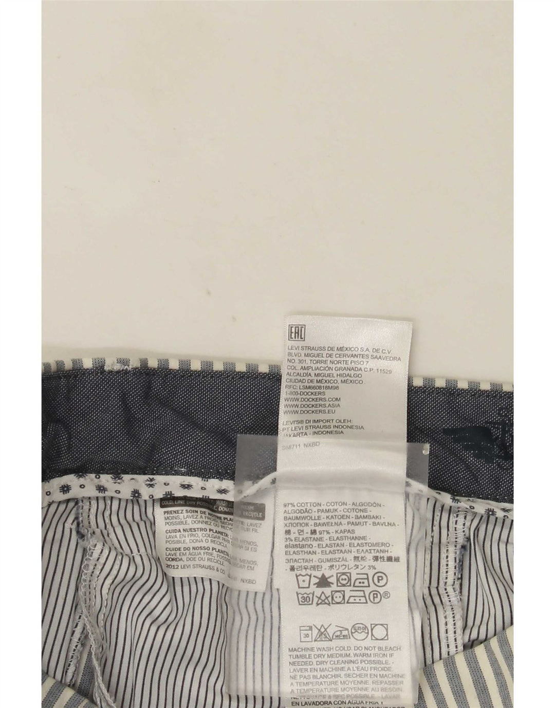 Męskie spodenki Chino Dockers W32, duże, szare, bawełniane w paski