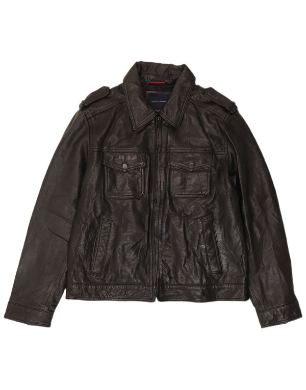 Męska skórzana kurtka wojskowa Tommy Hilfiger UK 40 duża czarna