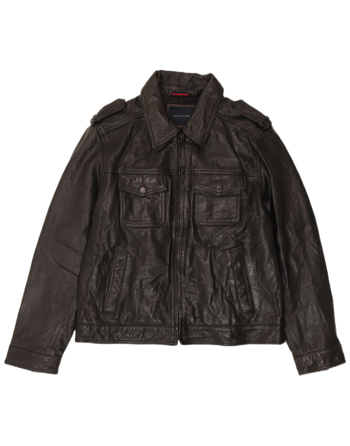 Męska skórzana kurtka wojskowa Tommy Hilfiger UK 40 duża czarna