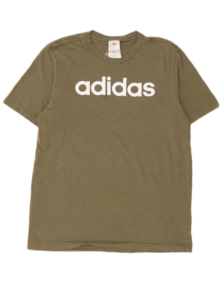 Męska koszulka z grafiką Adidas, średnia, bawełniana khaki