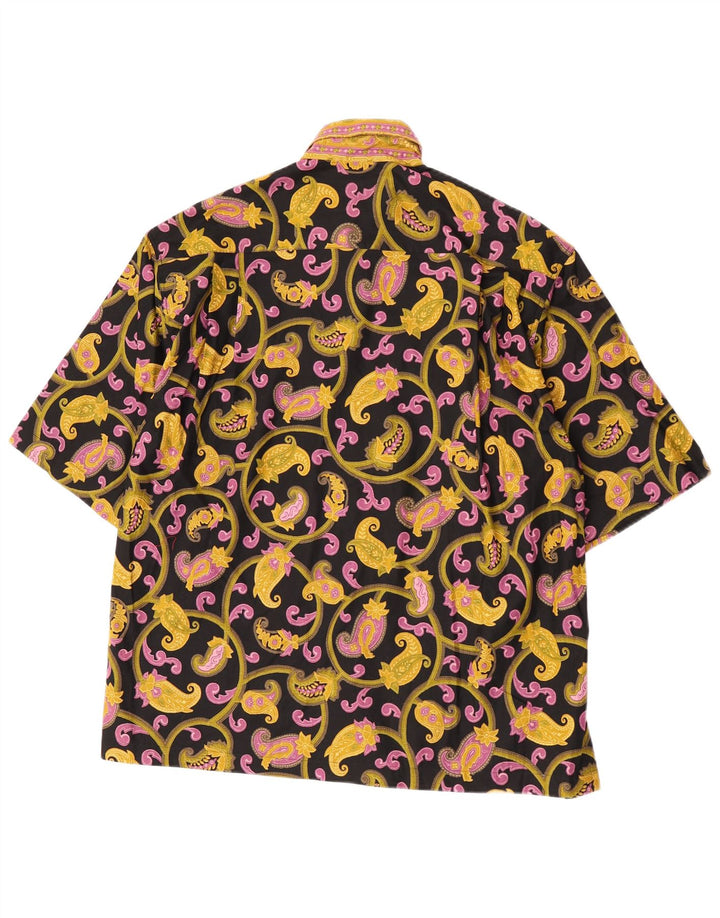 Koszula męska z krótkim rękawem w stylu vintage, średnia czarna paisley