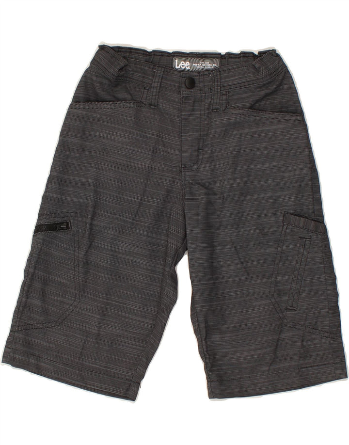 LEE Boys Cargo Shorts 11-12 Years W26  Grey Pinstripe Polyester Vintage Lee and Second-Hand Lee from Messina Hembry 