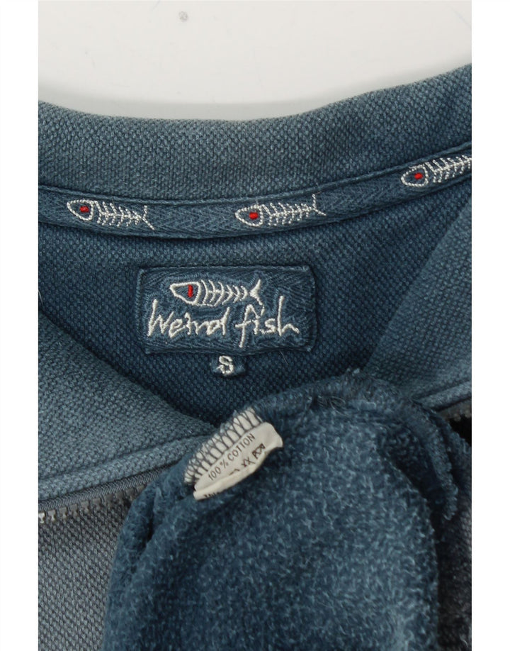 Męska bluza z zamkiem błyskawicznym WEIRD FISH, mała, niebieska, bawełniana