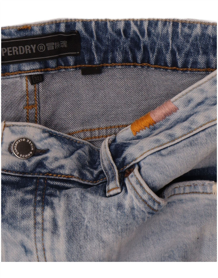Damskie spodnie jeansowe Superdry w trudnej sytuacji W32, duże, niebieskie, bawełniane