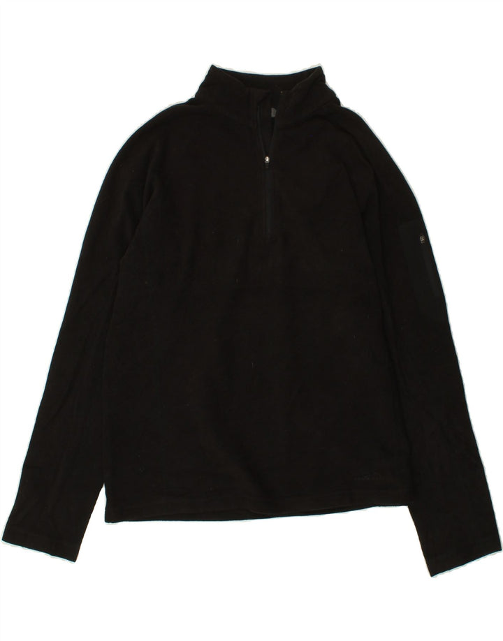 EDDIE BAUER Mens Zip Neck Fleece Jumper Medium Black Polyester Vintage Eddie Bauer and Second-Hand Eddie Bauer from Messina Hembry 