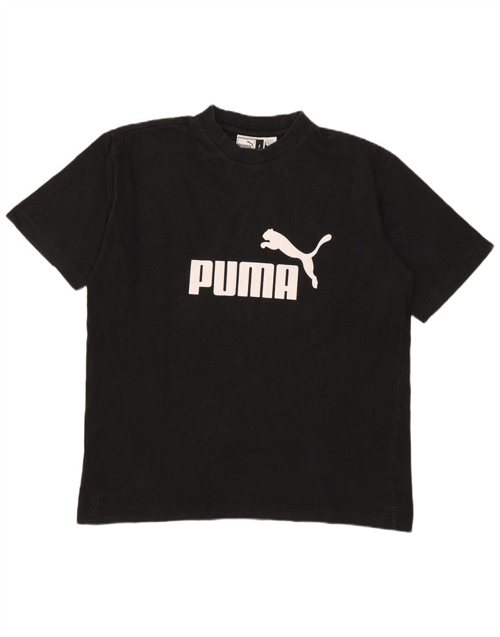 Męski T-shirt z grafiką Puma, duży, czarny, bawełniany