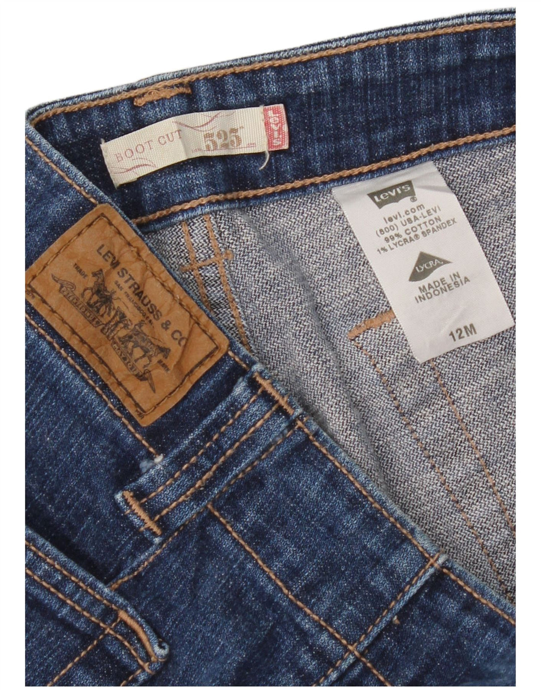 Damskie dżinsy Levi's 525 Bootcut US 12, duże, W34 L32, niebieska bawełna