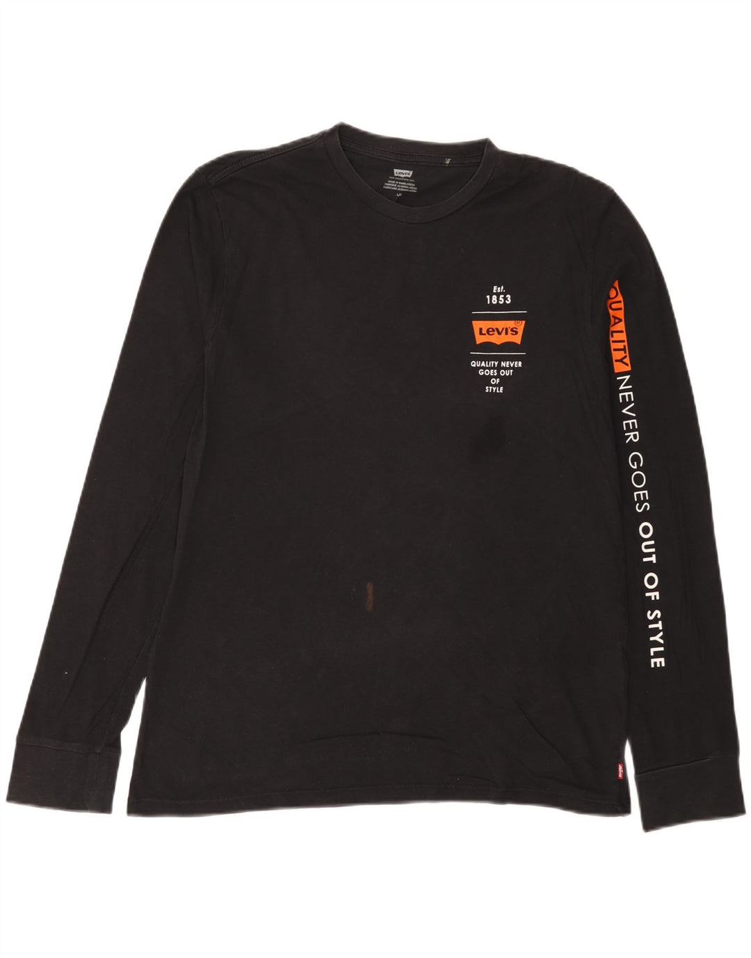 Męski graficzny top Levi's z długim rękawem, duży, czarny, bawełniany