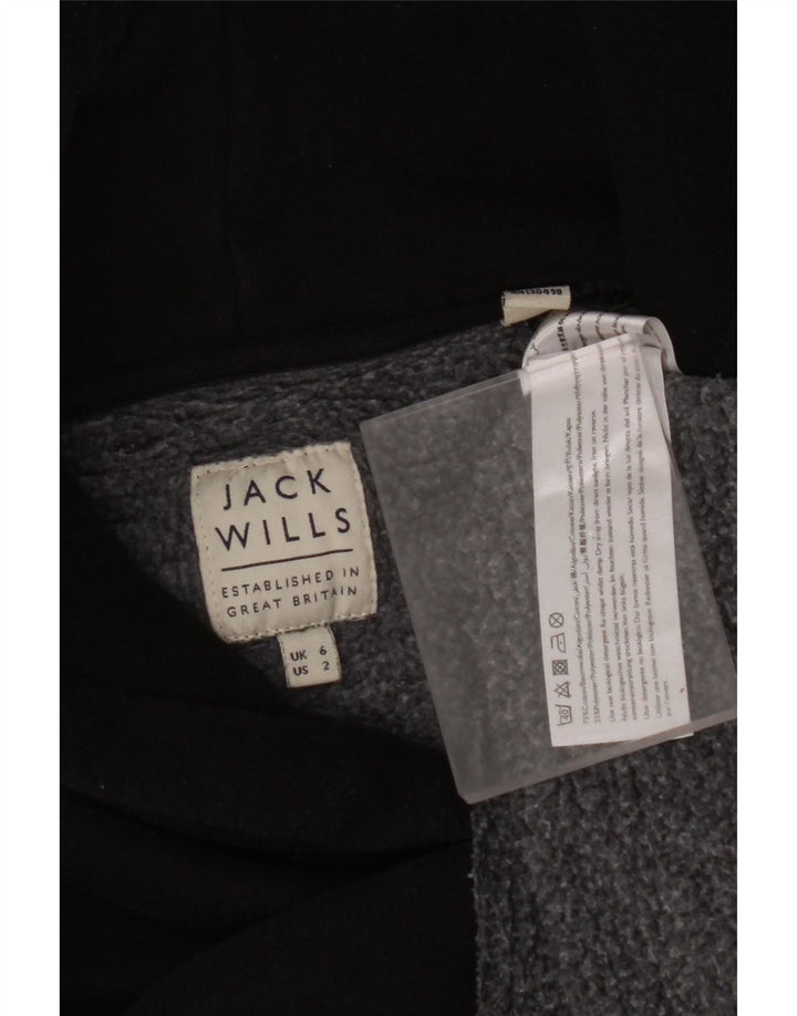 JACK WILLS Damski sweter oversize z kapturem i grafiką UK 6 XS, czarny, bawełniany