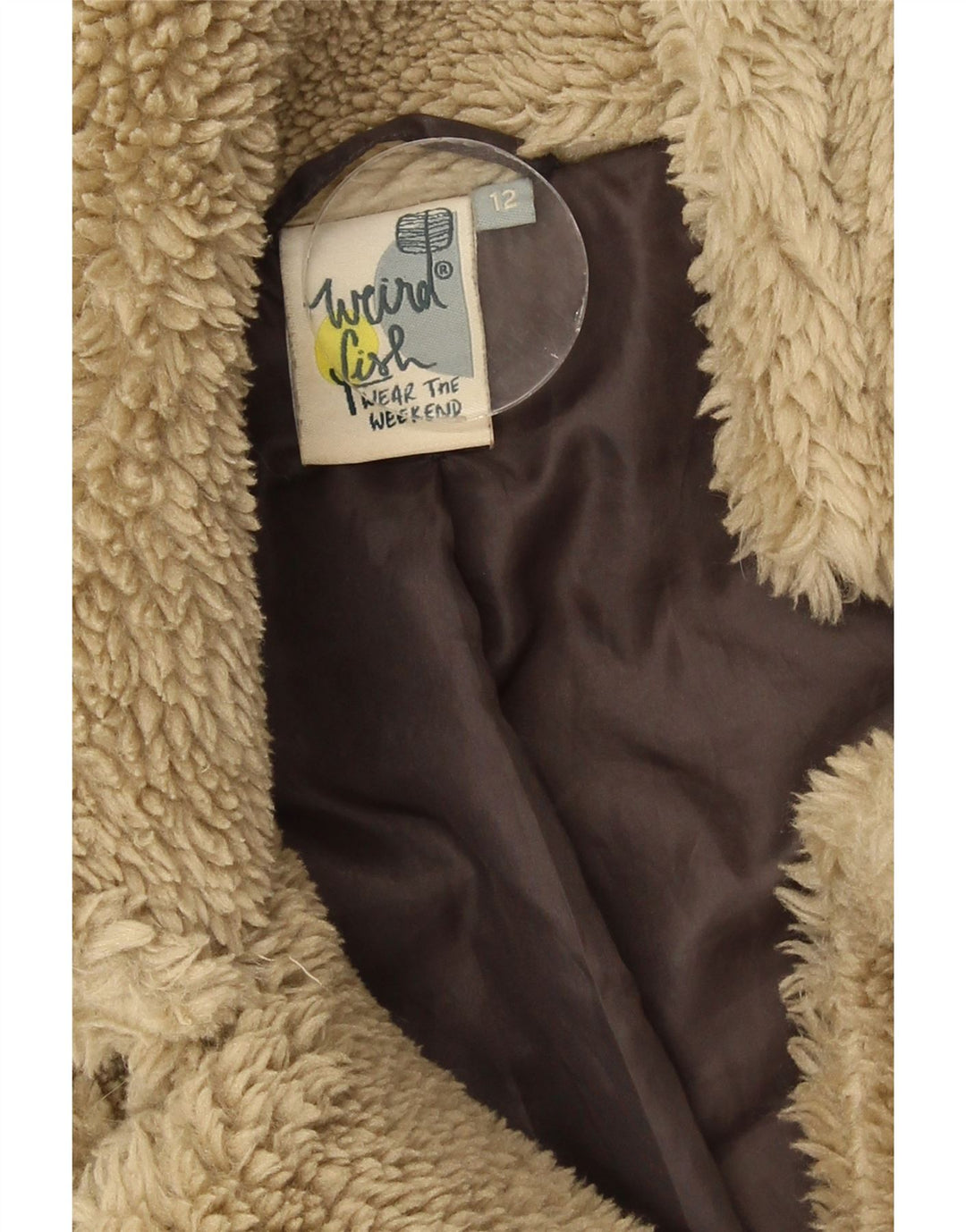 Damska kurtka Sherpa Weird Fish Teddy Bear UK 12, średni beżowy poliester