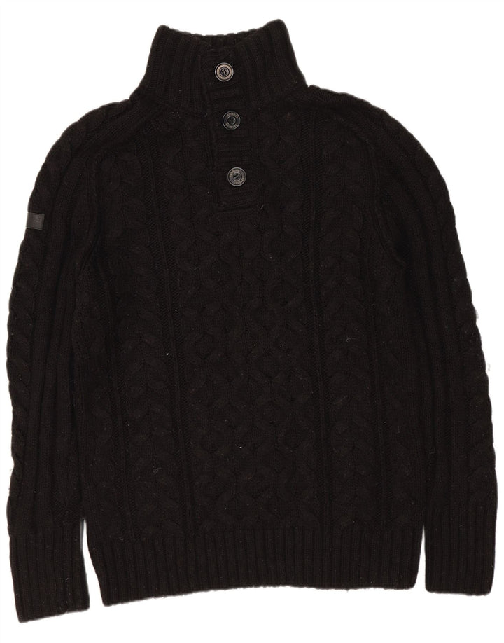 Męski sweter zapinany na guziki Superdry, duży, czarny akryl