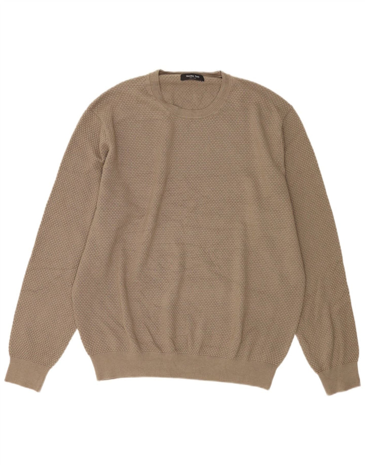 Męski sweter z okrągłym dekoltem Massimo Dutti XL, beżowy
