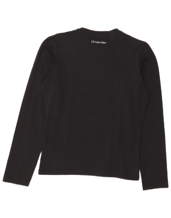 Damski top graficzny Calvin Klein z długim rękawem, UK 20 2XL, czarny, bawełniany