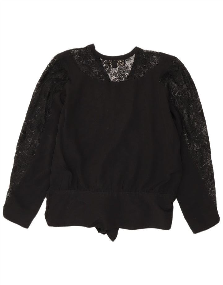 Doskonała damska bluzka z długim rękawem Top EU 40, średnia czarna wiskoza