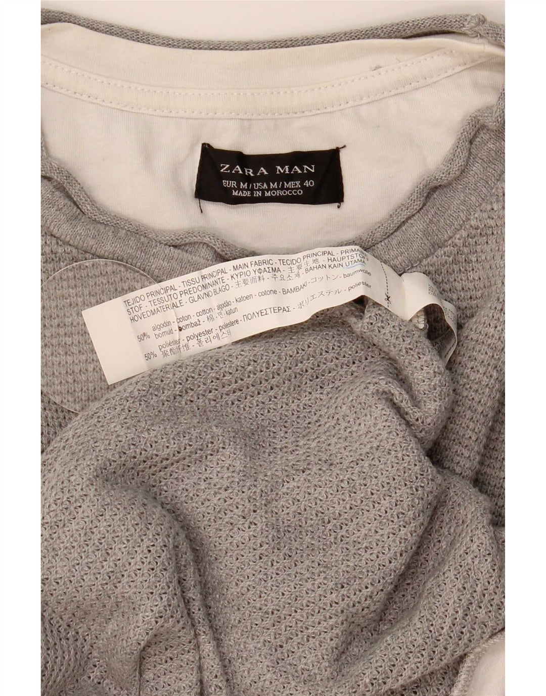 T-shirt męski Zara Top, średnioszary, bawełniany