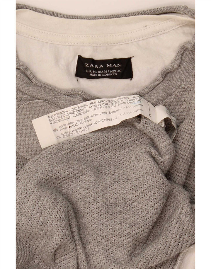 T-shirt męski Zara Top, średnioszary, bawełniany
