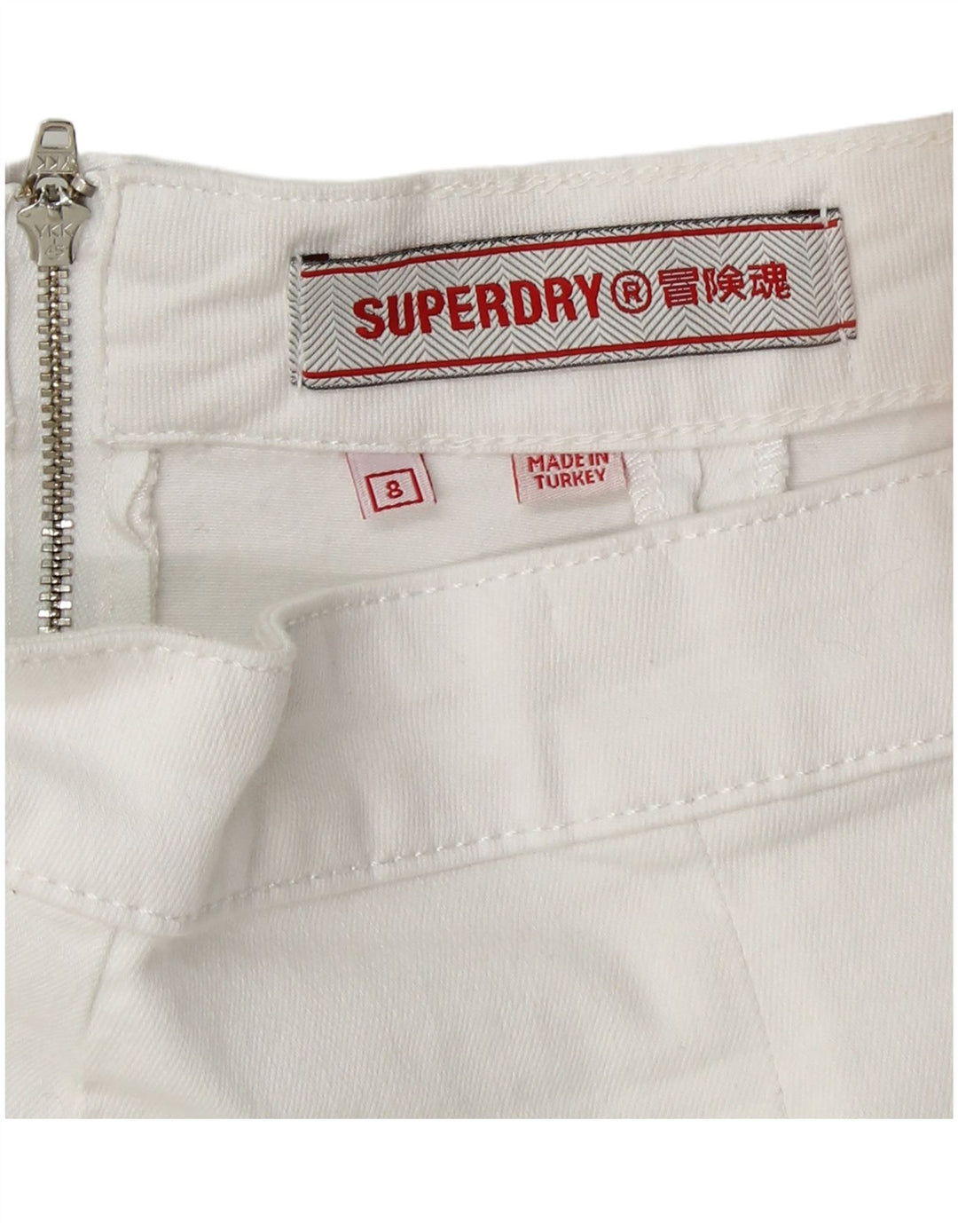 SUPERDRY Damska mini spódniczka UK 8 Small W26 Biała bawełna