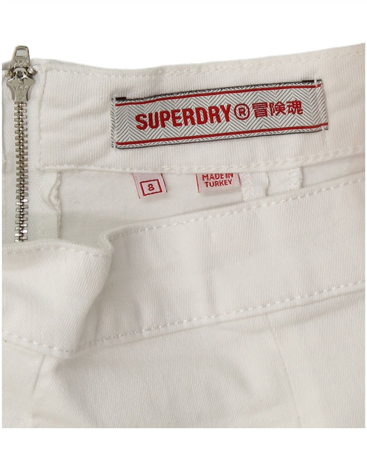 SUPERDRY Damska mini spódniczka UK 8 Small W26 Biała bawełna