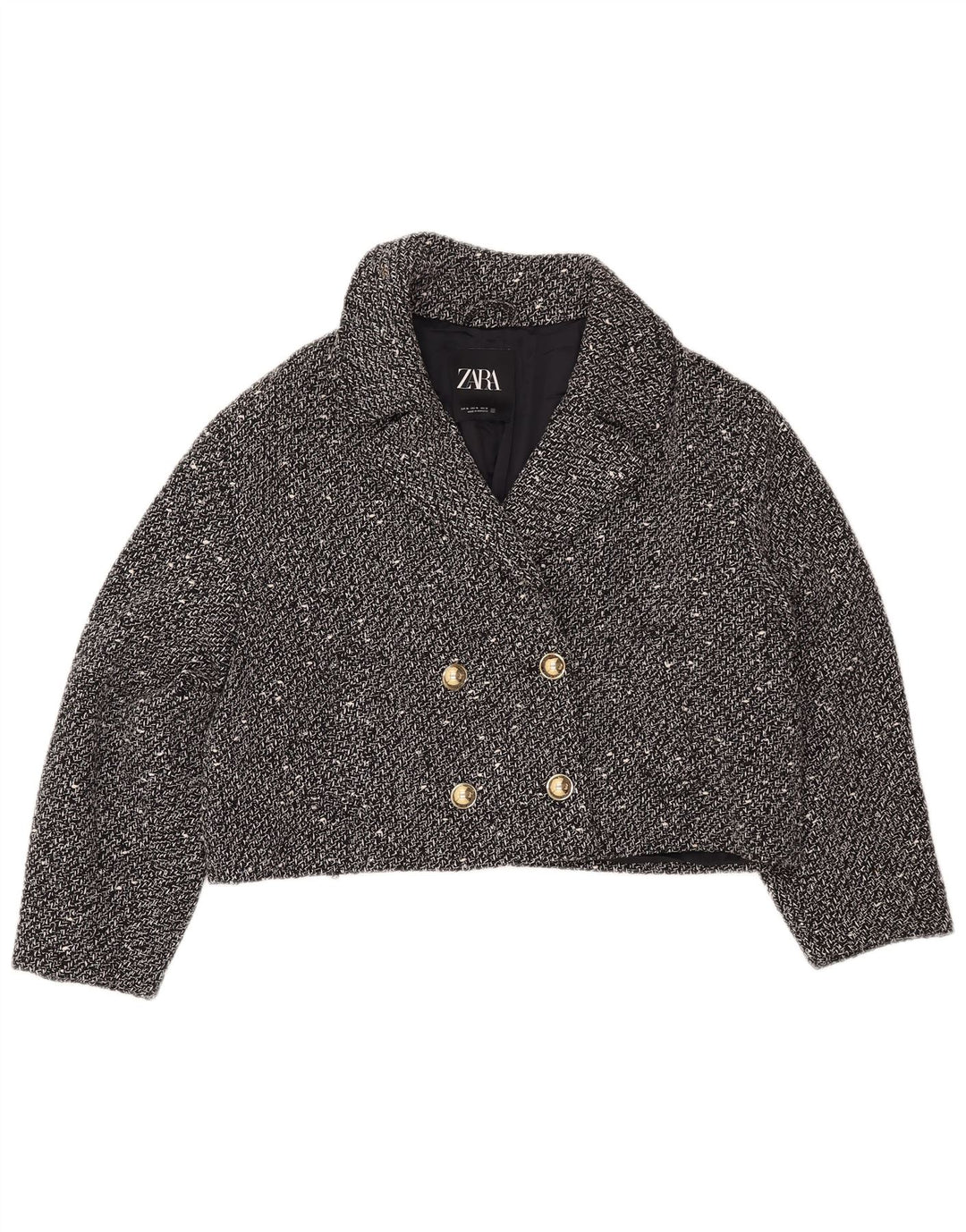 Damska marynarka oversize ZARA Crop UK 18 XL, czarna, nakrapiana