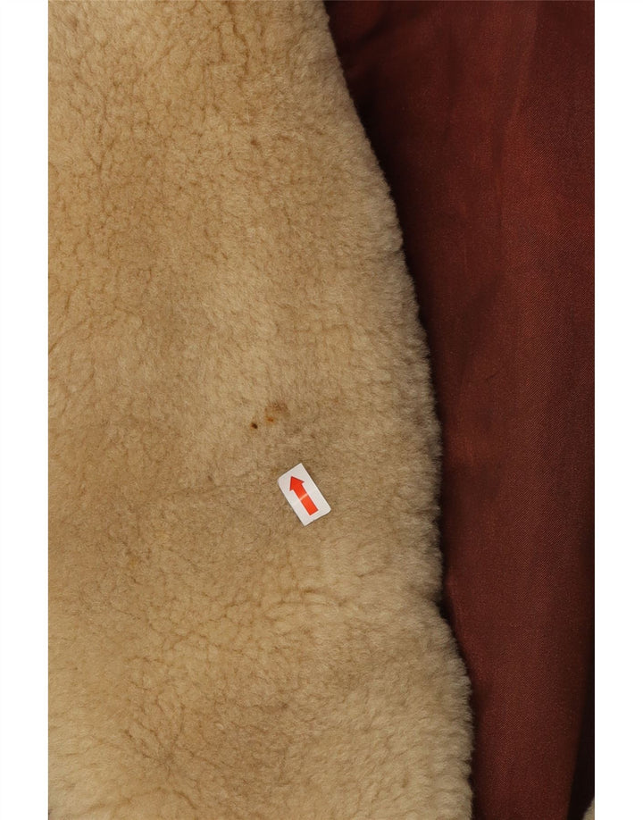 ST MICHAEL Damska krótka kurtka dwurzędowa UK 18 XL, brązowa skóra