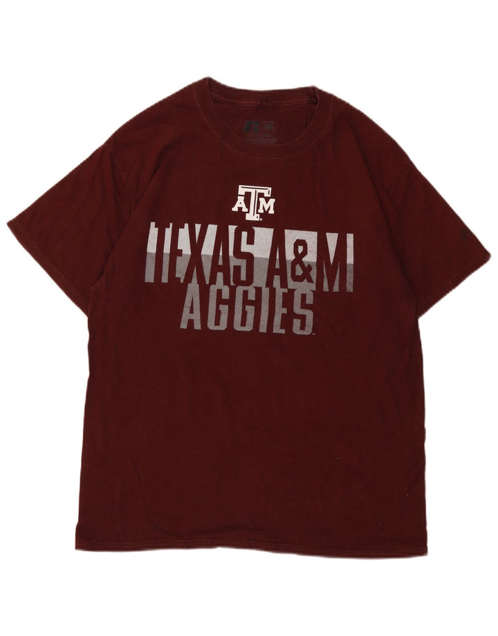 Męski T-shirt z grafiką RUSSELL ATHLETIC Top UK 38/40 Średni Burgund