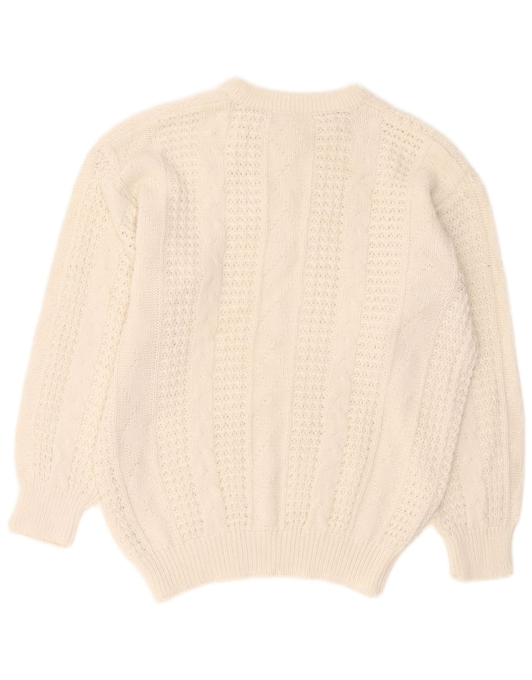 Damski sweter oversize VINTAGE z okrągłym dekoltem UK 10/12 Średni biały