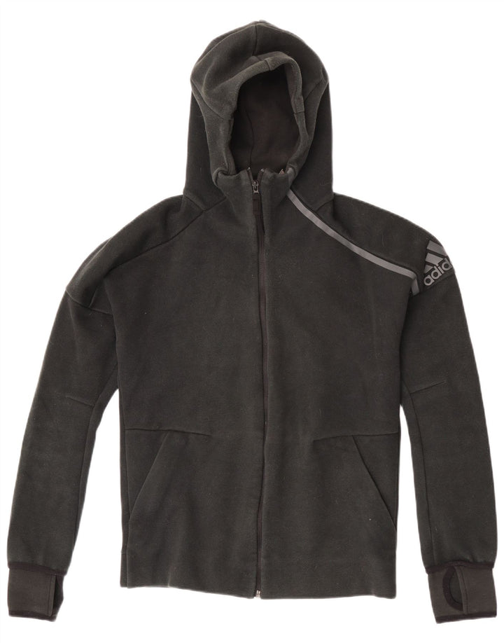 Męski sweter Adidas z grafiką i zamkiem błyskawicznym, mały, czarny poliester