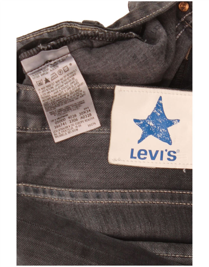Męskie proste dżinsy Levi's W30 L34 Szara bawełna