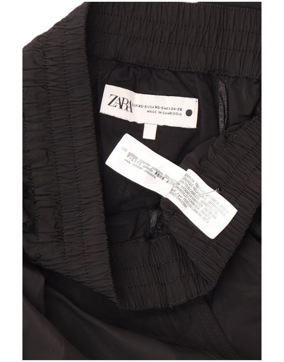 Damska rozkloszowana spódnica Zara XS W30 Czarny poliester